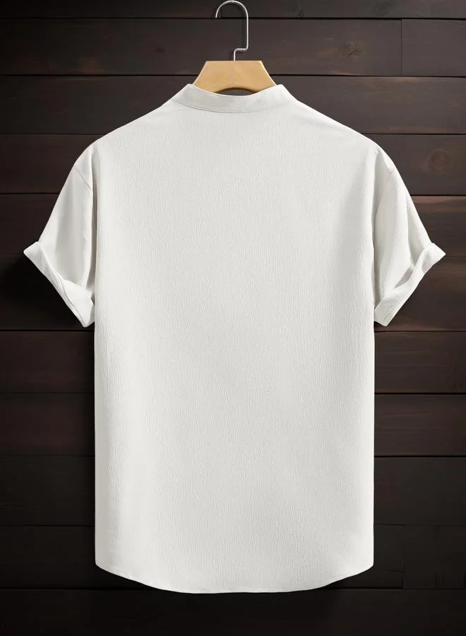 تايك تو قميص بأكمام قصيرة وياقة ماندارين